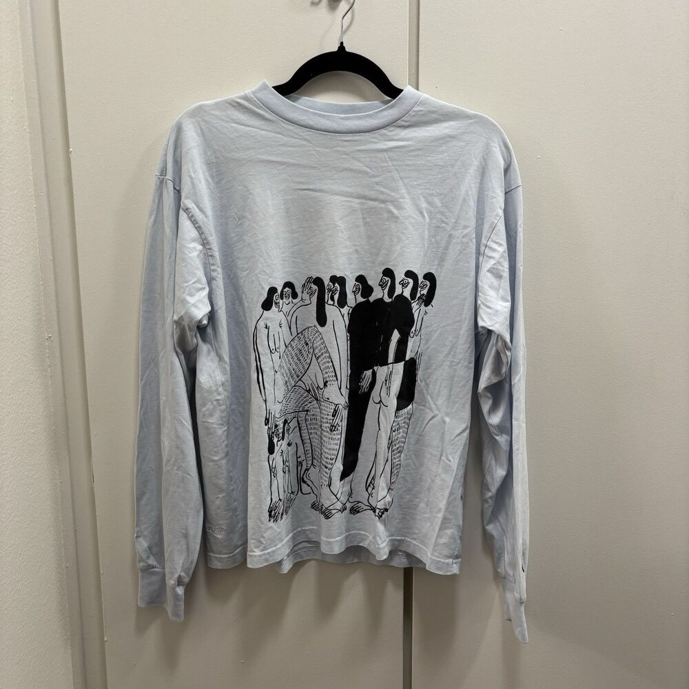Adidas x Unity Skateboarding Sz Small Graphic Print Light Blue Long Sleeve Shirt